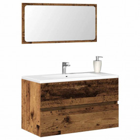 Bathroom Cabinet With Mirror Old Wood Engineered Wood M...