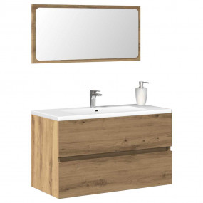 Bathroom Cabinet With Mirror Artisan Oak Engineered Woo...