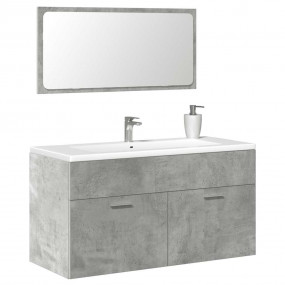 Bathroom Cabinet With Mirror Concrete grey Engineered w...