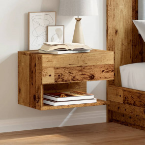 Wall-mounted Bedside Cabinet Set of 2 Old wood Engineer...