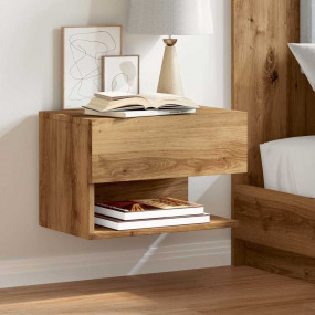 Wall-mounted Bedside Cabinet Artisian Oak Engineered Wo...