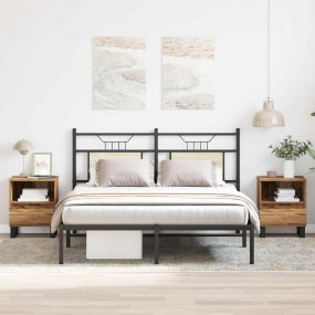 Bedside Cabinet Set of 2 Old wood Engineered wood, meta...