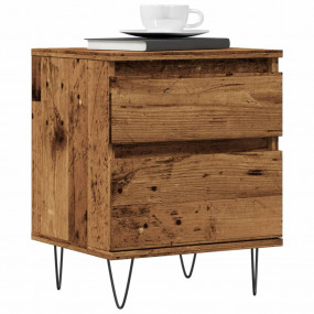 Bedside Cabinet Set of 2 Old wood Engineered wood, meta...