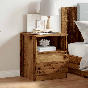 Bedside Cabinet Old Wood Engineered Wood Medium Nightst...