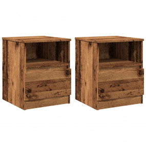 Bedside Cabinet Set of 2 Old wood Engineered wood, meta...