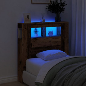 LED Headboard Old Wood Engineered wood 39.4 x 7.3 x 40....