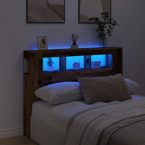 LED Headboard Old wood Engineered wood 55.1 in LED Head...