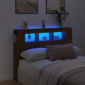 LED Headboard Artisan Oak Engineered Wood 55.1 x 7.3 x ...