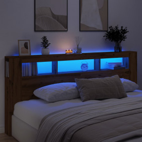 LED Headboard Artisan Oak Engineered Wood Large LED Hea...