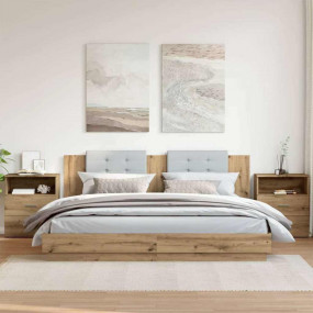 Bedside Cabinet Set of 2 Artisan Oak Engineered Wood Sm...