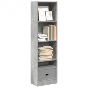 Bookcase Concrete Gray Engineered Wood Tall Storage Boo...