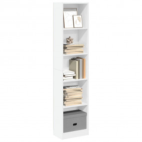 Bookcase White Engineered Wood Tall Bookcase Rectangula...