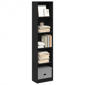 Bookcase Black Engineered Wood Tall Bookcase Rectangula...