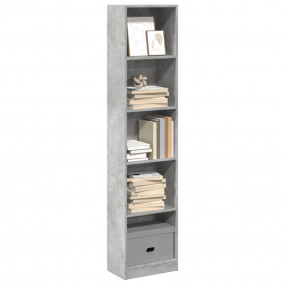 Bookcase Concrete Grey Engineered Wood Tall Bookcase