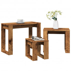 Nest Of Table Set of 3 Old wood Engineered wood Small S...