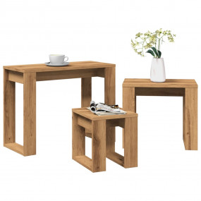 Nest Of Table Set of 3 Artisan Oak Engineered wood