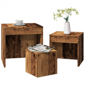 Nesting Table Set of 3 Old Wood Engineered Wood Small t...