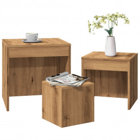 Nesting Table Set of 3 Artisan Oak Engineered Wood