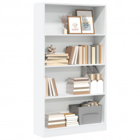 Bookcase White Engineered Wood Bookcase Rectangular Mod...