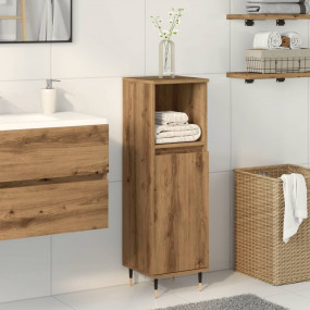 Bathroom Cabinet Artisan Oak Engineered Wood, Iron Tall