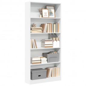 Bookcase White Engineered Wood Tall Bookcase Rectangula...