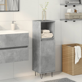 Bathroom Cabinet Concrete Grey Engineered Wood, Iron Ta...