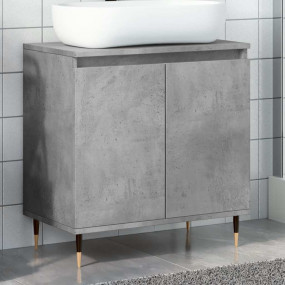 Bathroom Cabinet Concrete Grey Engineered Wood, Iron Me...