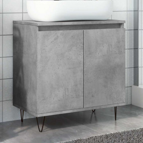 Bathroom Cabinet Concrete Gray Engineered Wood, Iron Me...