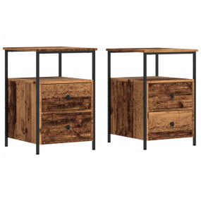 Bedside Cabinet Set of 2 Old wood Engineered wood, meta...