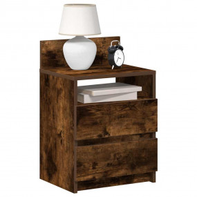 Bedside Cabinet Set of 2 Smoked Oak Engineered Wood