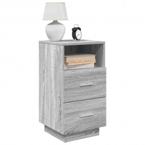 Bedside Cabinet Set of 2 Gray Sonoma Engineered Wood Me...