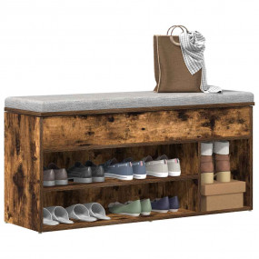 Shoe Bench Smoked Oak Engineered wood 40.2 x 12.0 x 17....