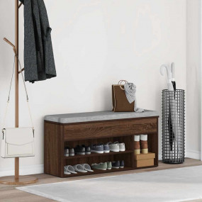 Shoe Bench Brown Oak Engineered Wood Medium Shoe Bench