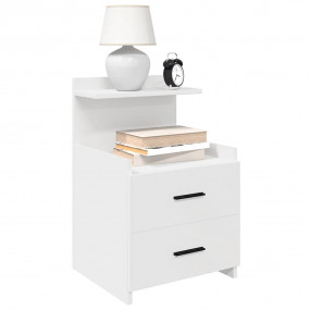 Bedside Cabinet Set of 2 White Engineered wood Medium