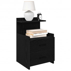 Bedside Cabinet Set of 2 Black Engineered wood Medium