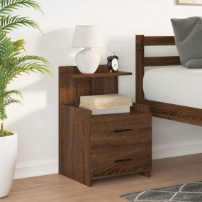 Bedside Cabinet Brown Oak Engineered Wood 15.7x14.4x24....