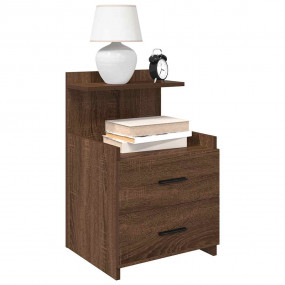 Bedside Cabinet Set of 2 Brown Oak Engineered wood