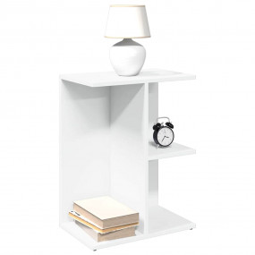 Bedside Table White Engineered Wood Medium Bedside Tabl...