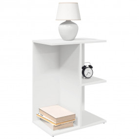 Bedside Table Set of 2 White Engineered Wood Medium