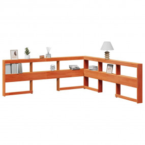 Bookcase Headboard Wax Brown Solid Pine Wood