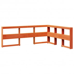 Bookcase Headboard Wax Brown Solid Pine Wood