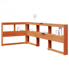 Bookcase Headboard Wax Brown Solid Pine Wood Single