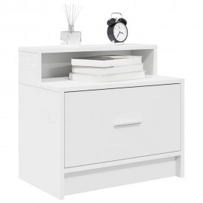 Nightstand White Engineered Wood Night Table Rectangula...