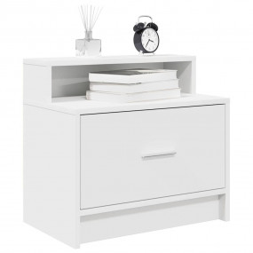 Bedside Cabinet Set of 2 White Engineered wood