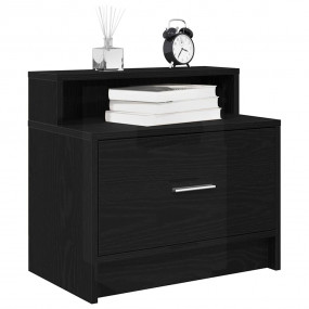 Bedside Cabinet Set of 2 Black Oak Engineered wood Comp...