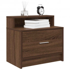 Bedside Cabinet Brown Oak Engineered Wood Standard
