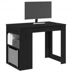 Desk Black Oak Engineered Wood Medium Computer Desk Rec...