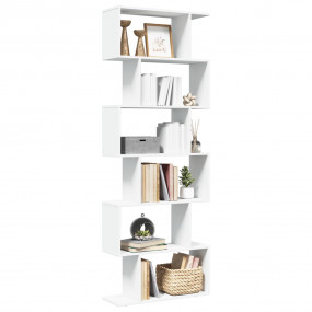 Room Divider Bookcase White Engineered wood 6-Tier