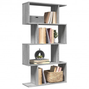 Room Divider Bookcase Grey Sonoma Engineered Wood 4-Tie...