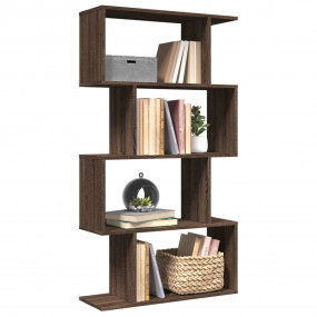 Room Divider Bookcase Brown oak Engineered wood 4-Tier